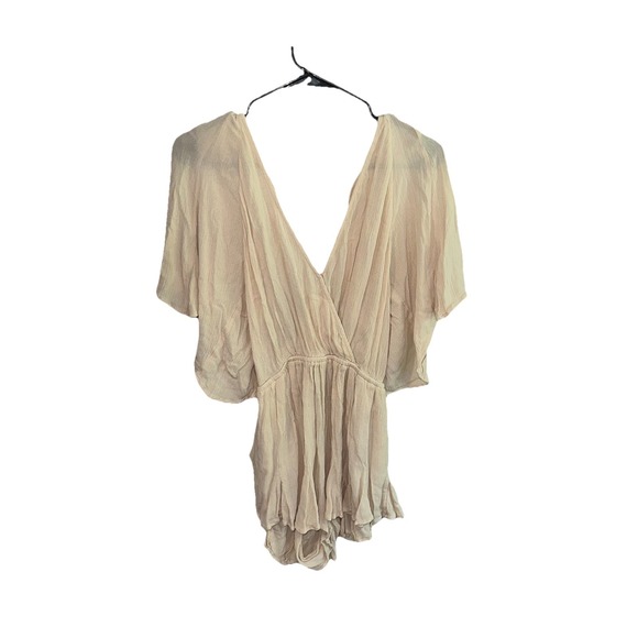 FREE PEOPLE NEREA ROMPER SHORT FLOWY JUMPSUIT Summer Khaki/Beige Size XS - Picture 3 of 15